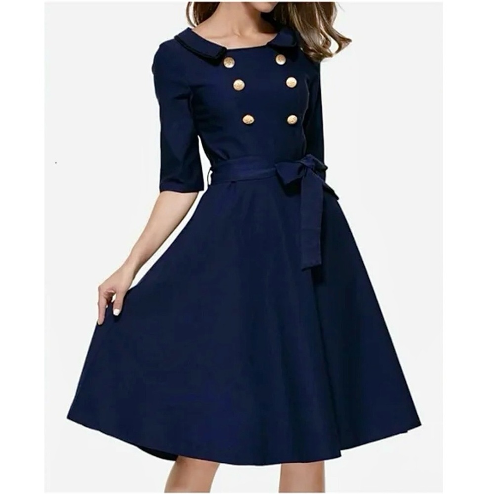 #D3. Miusol Retro Sailor Fit & Flare Dress Sz S